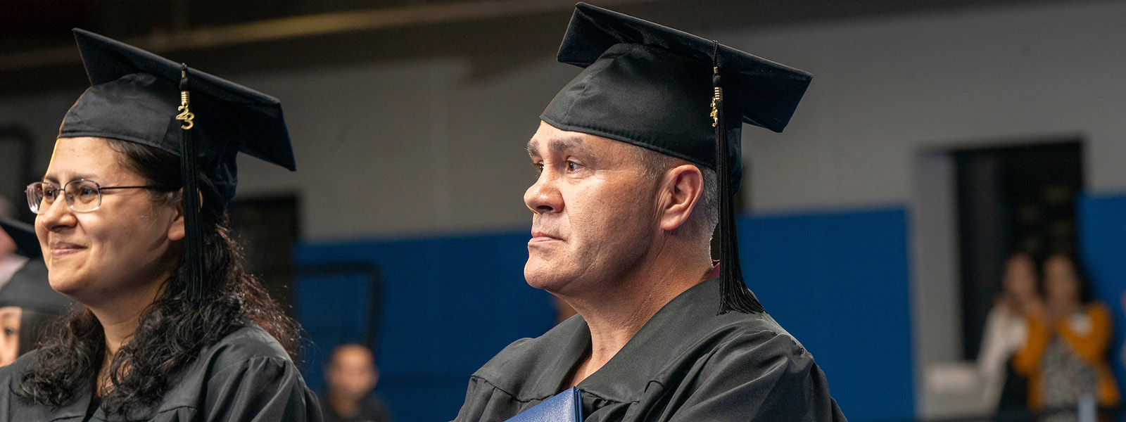 Students wearing graduation caps
