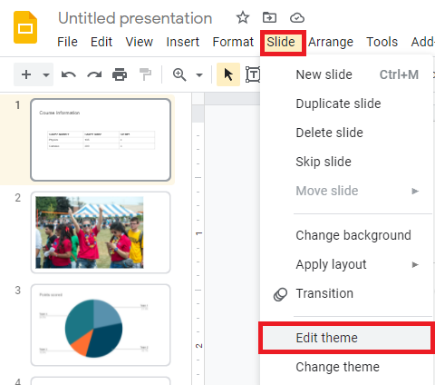Edit theme option