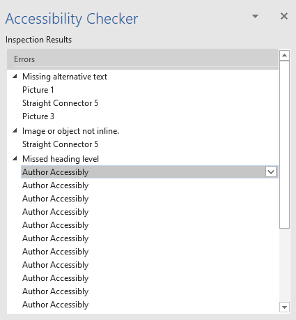 Accessibility checker issue
