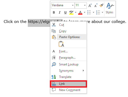 Adding a hyperlink
