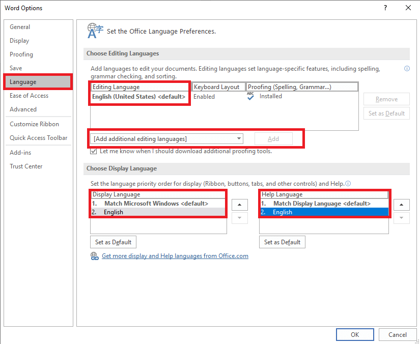 Adding document language