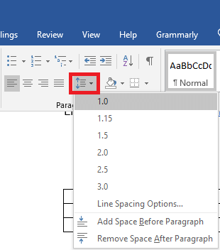 Line space options