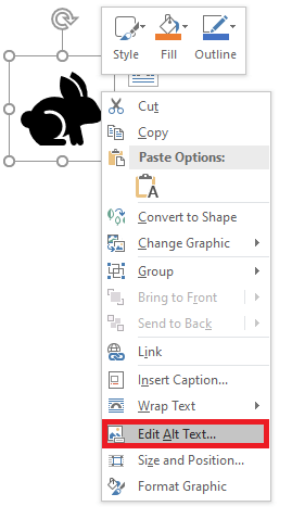 Shape alt text