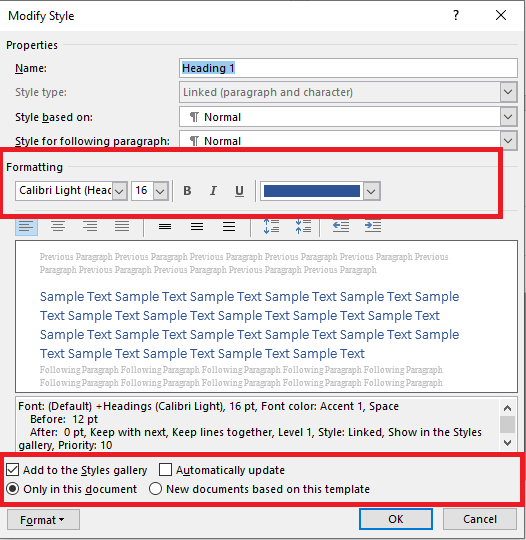 Modify style window