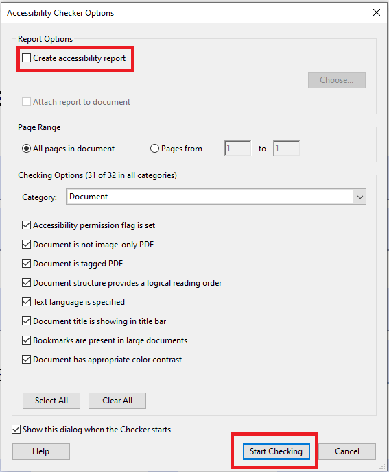 Accessibility checker report