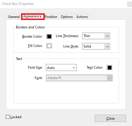 Checkbox appearance