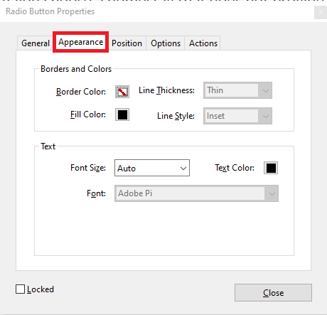 Radio button appearance