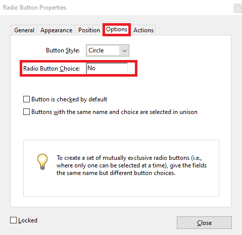 Radio button - no