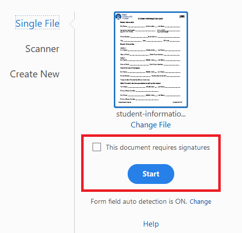 Form requires signatures