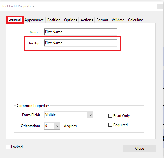 Tooltip example