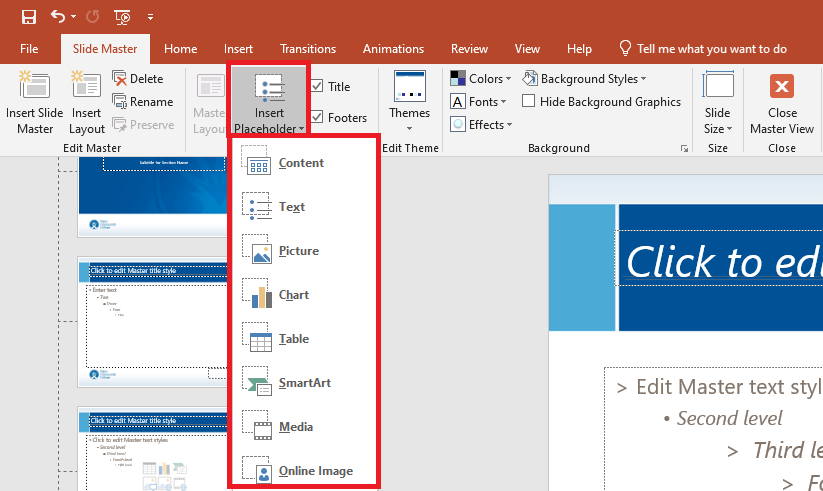 Custom layout placeholder