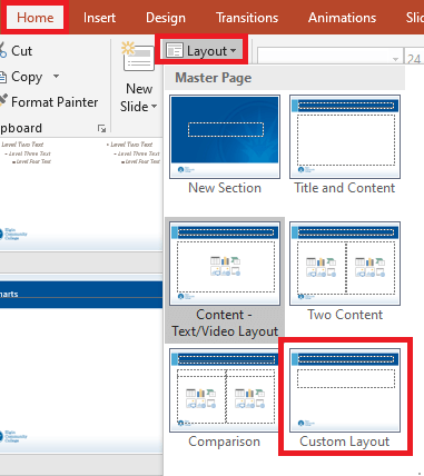 Custom layout in layouts dropdown