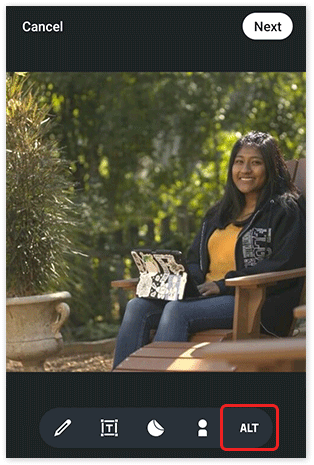 LinkedIn photo editor on the mobile app. The 