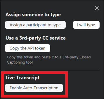 Zoom live transcript