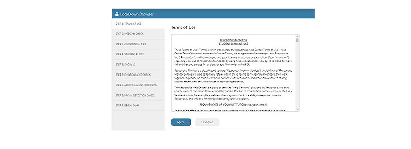 Screen grab of the Terms of Use