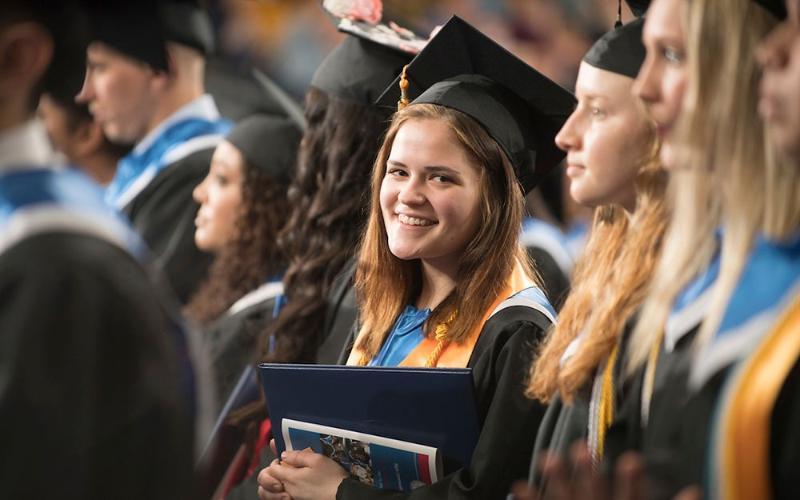 Students at Spring commencement ceremony