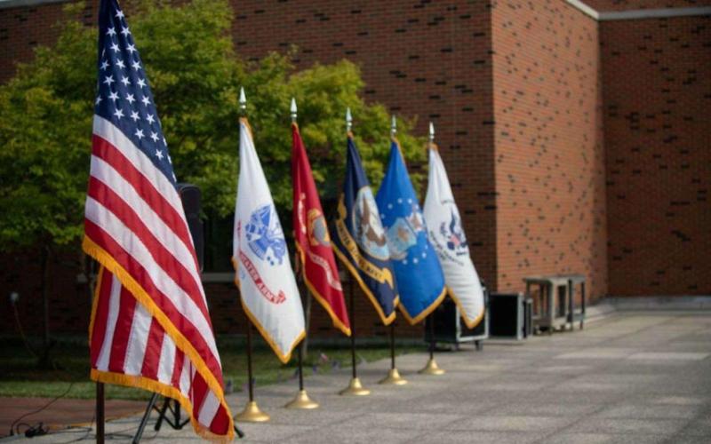 Flags on display at the 2019 9/11 ceremony