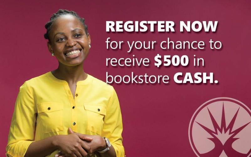 ECC is offering $500 gift cards to the bookstore and ECC merchandise to new students who register for fall 2021 classes between June 7 and June 30, 2021.