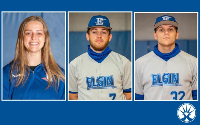 Left: Kylee Backer (Soccer) Middle: Luke Menard (Baseball) Right: Nikolas Panico (Baseball) Not Photographed: Amber Allen (Volleyball) Kenney Venable (Volleyball)
