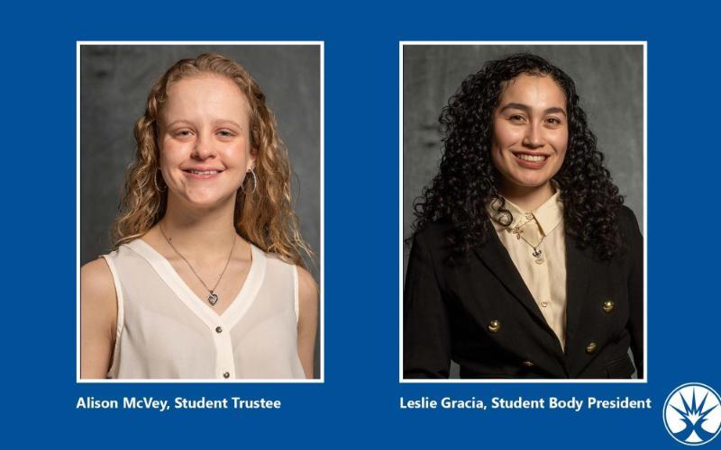 Student trustee Alison McVey and student body president Leslie Gracia