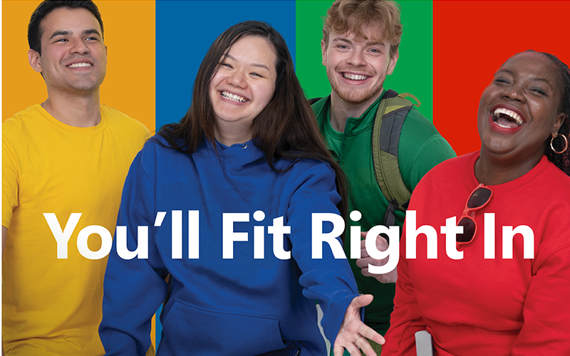 Four ECC students on colored backgrounds.