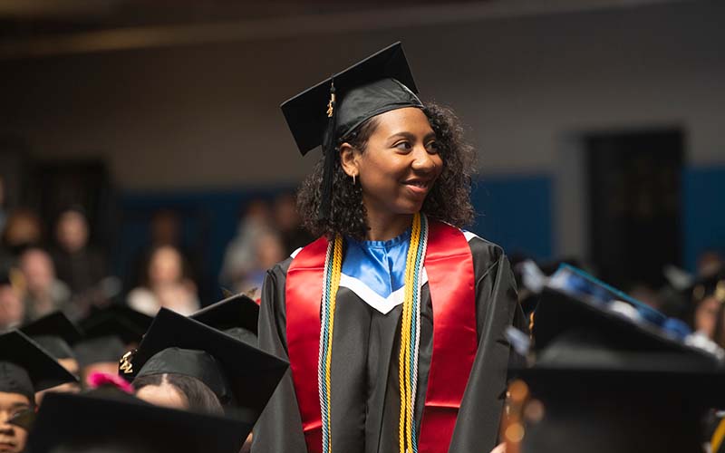 ECC student at a commencement ceremony