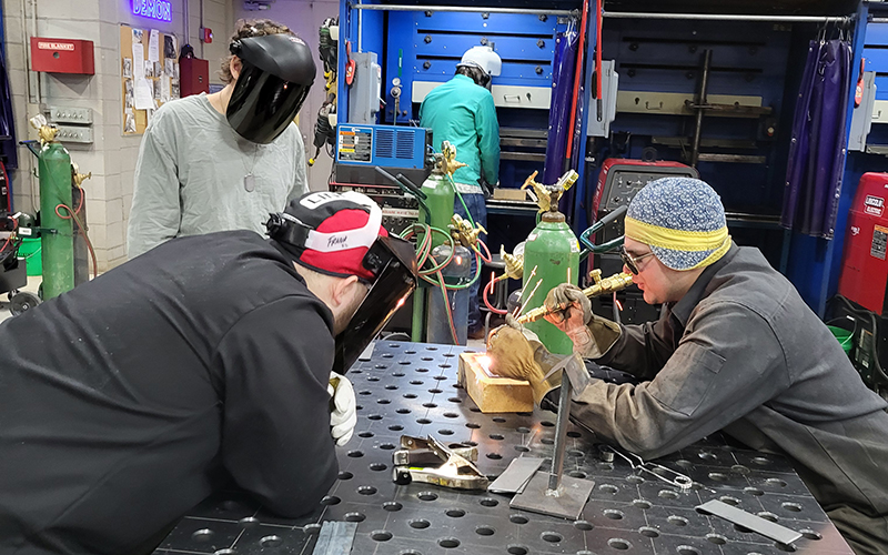 Student in a welding class at ECC