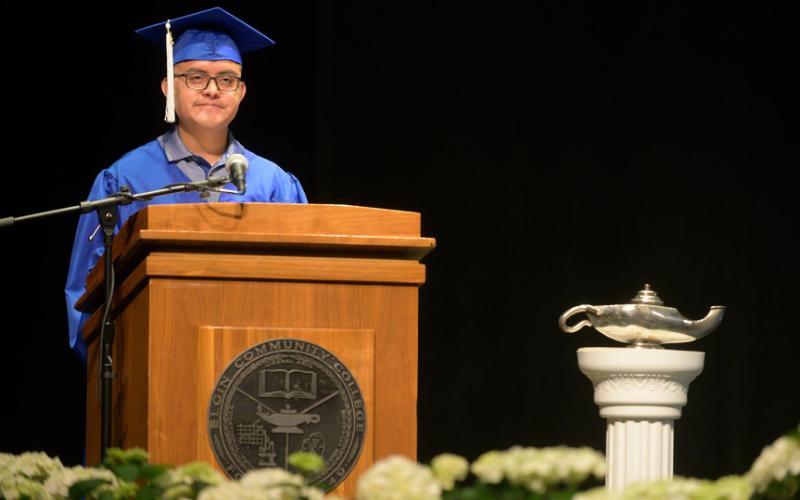 Juan Chavez, Class of 2018, is the guest speaker for the 2021 High School Equivalency Graduation Ceremony.