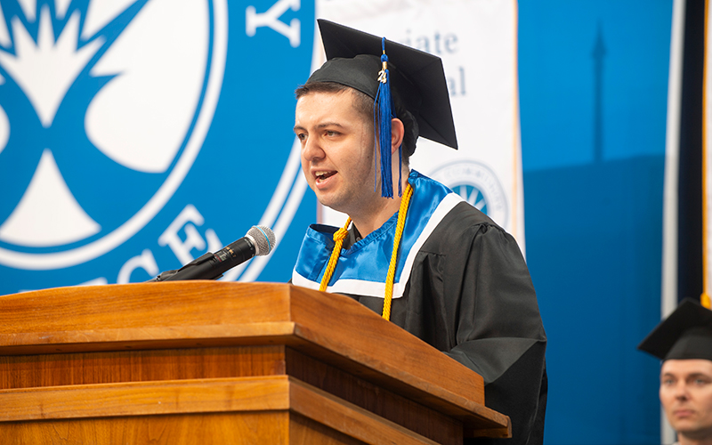 Alex Greiff, student speaker for the Spring 2024 University Transfer Commencement Ceremony