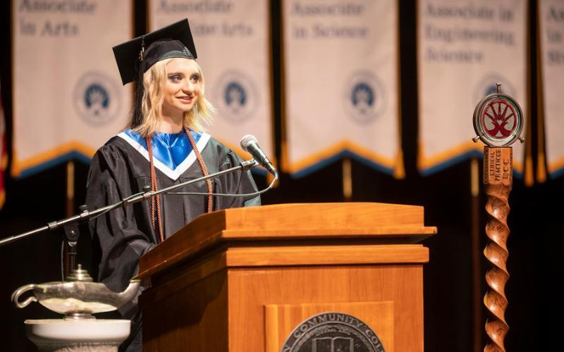 Bailee Winchell, student speaker for the Fall 2021 University Transfer Commencement