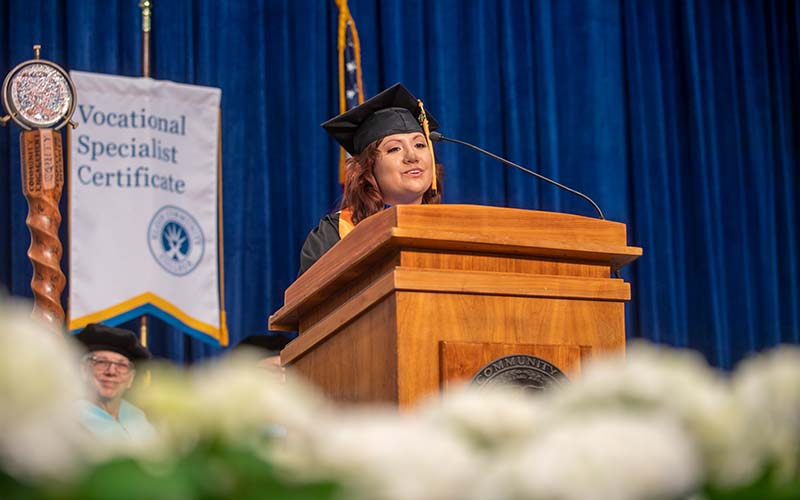 Evelin Gonzalez, student speaker for the Spring 2022 Career and Technical Programs Commencement Ceremony