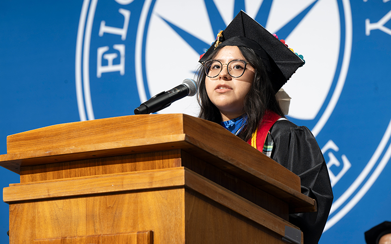 Melanie Escobar, student speaker for the Fall 2023 University Transfer Commencement Ceremony