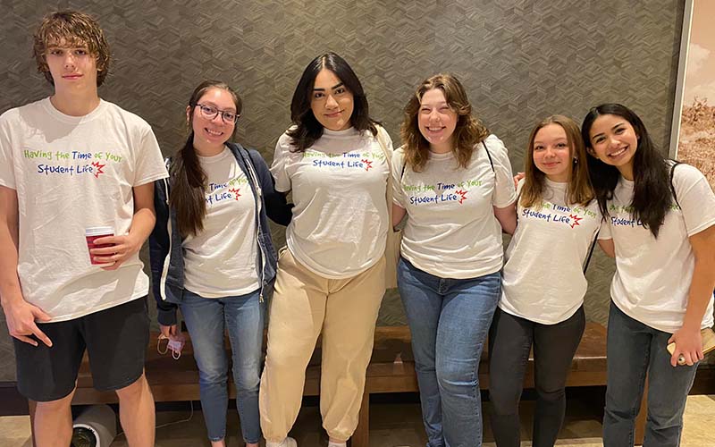 ECC Phi Theta Kappa officers Cole Weiler, Beth Barnes, Maggie Garcia, Ely Thompson, Natalie Leon, and Kelly Stoffle