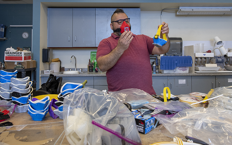 Eric Fernandez shows the PPE his is creating