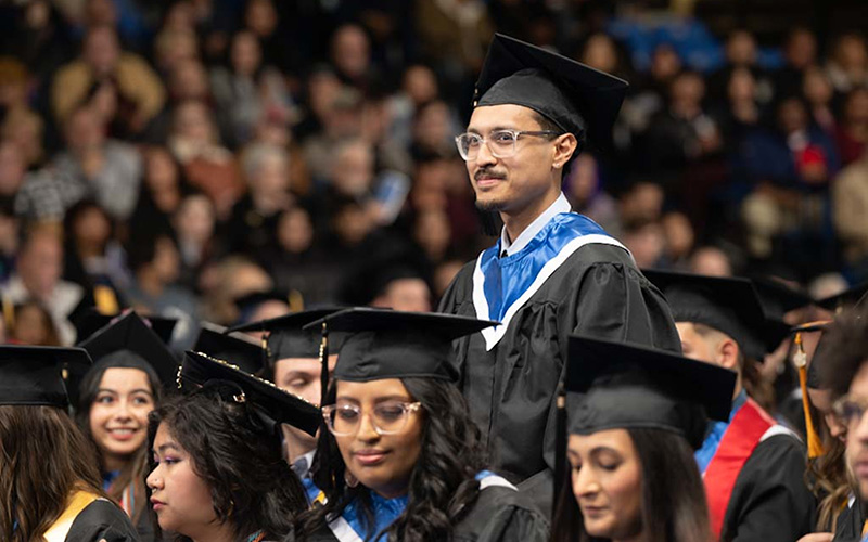 Students at a graduation ceremony