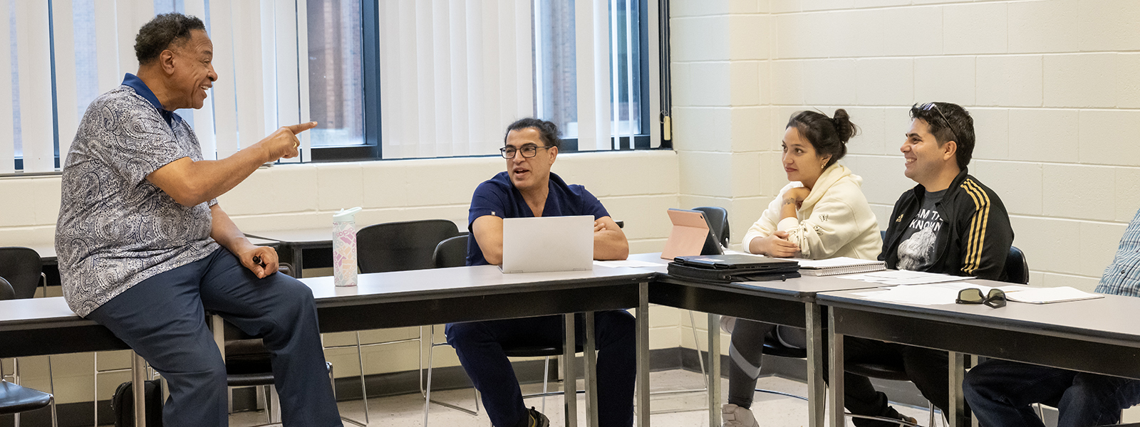 Instructor with students in class