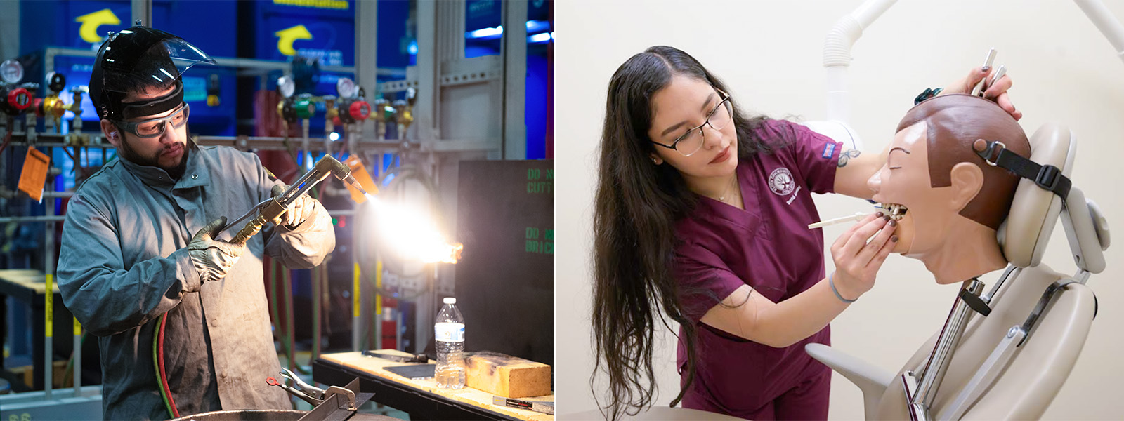 a welding student and dental assisting student