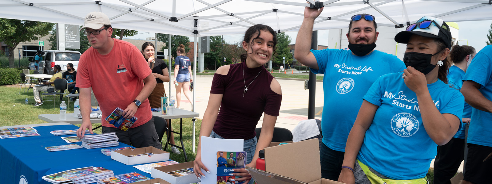 Staff and students at a campus event