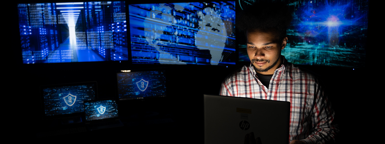 Student in front of computer